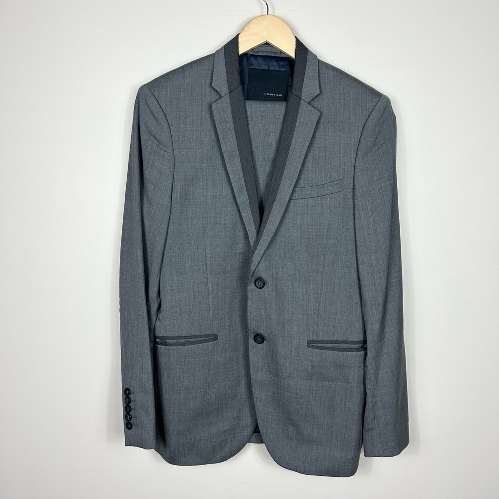 ZARA Dark Grey Wool Blend Suit 38